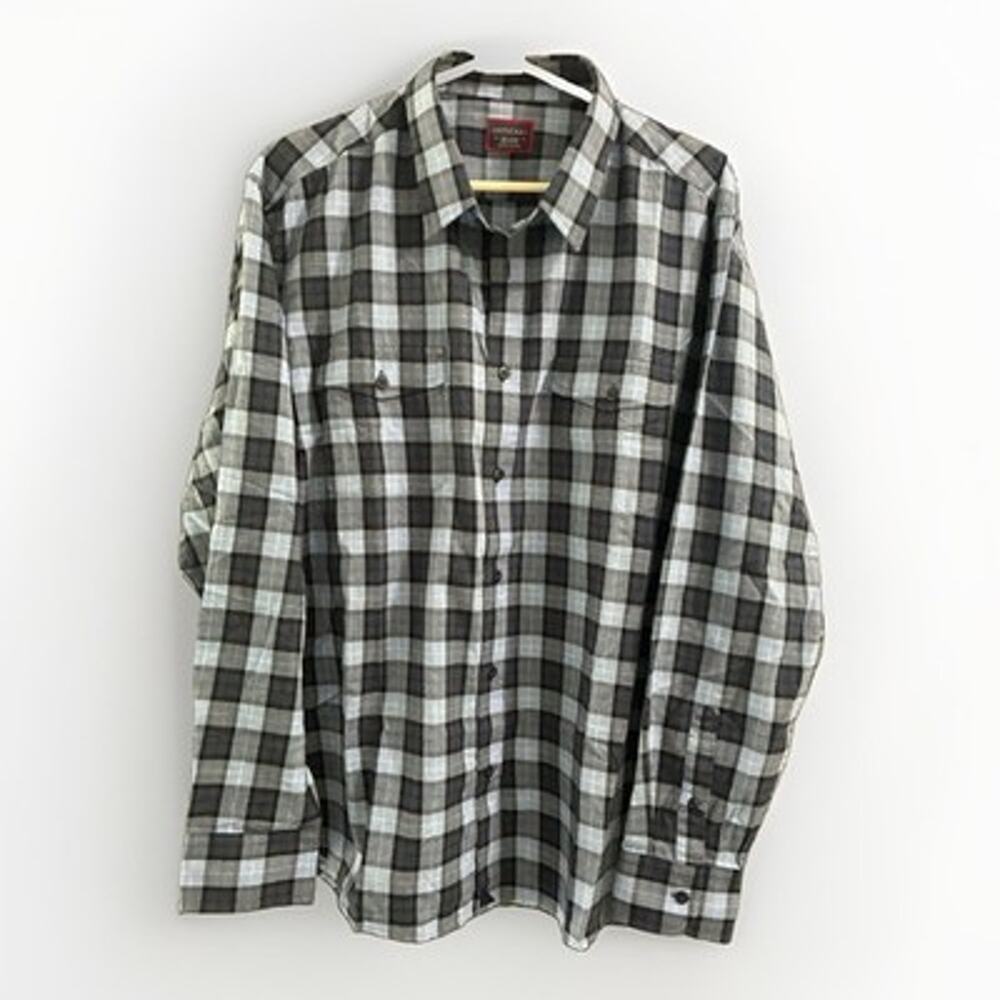 Untuckit Light Flannel Shirt Mens Size XXL Button Front Blue Plaid